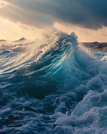 Golden light over the waves