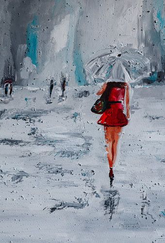 Walking in the rain.