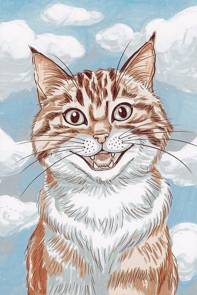 Cheerful cat with blue sky by Art & Soul Creations