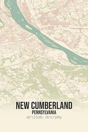 Alte Karte von New Cumberland (Pennsylvania), USA. von Ortsdrucke