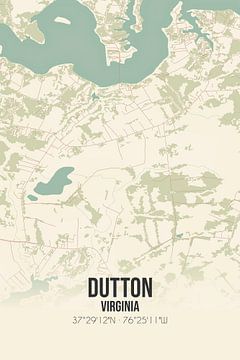Vintage landkaart van Dutton (Virginia), USA. van Rezona
