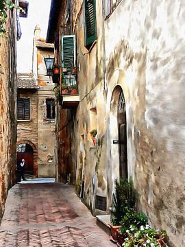 View To Main Street Pienza Tuscany