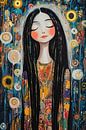 Young Woman Lively Background by Eye catching paintings thumbnail