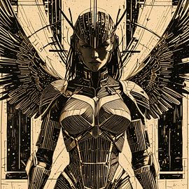 Seraph Engel in Steinrüstung - Geometrische Darstellung von A.D. Digital ART