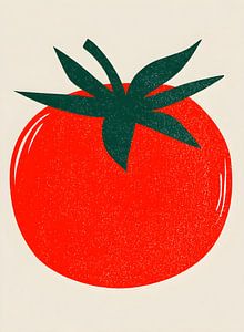 Grafische Tomate in kräftigem Rot