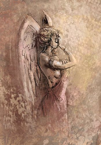 Engel in mixed media stijl