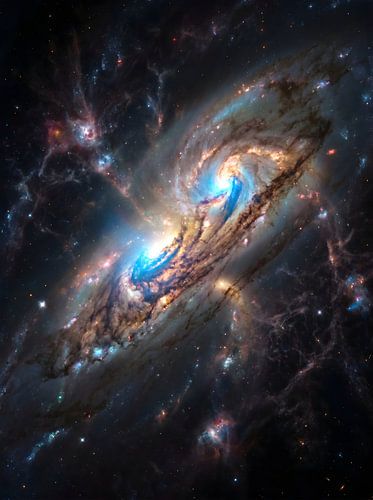 Zwei Galaxien, die im Weltraum aufeinanderprallen