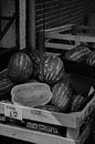sfeervolle zwart wit foto van watermeloenmarkt van Rinaldo Ten zijthoff thumbnail