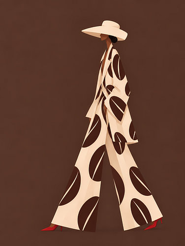 Ivory Spots on a Chocolate Evening Coat