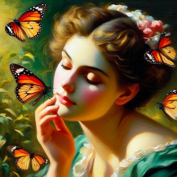 Süße Caroline mit Schmetterlingen.