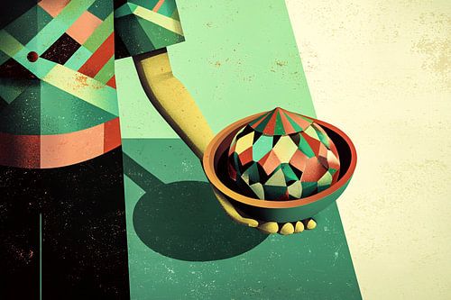 Geometrische schaal en hand