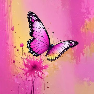 Levendige elegantie: een vlinder in roze van ButterflyPix