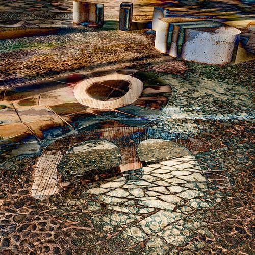 Straat Mozaiek, Industrieel. Graphics in Roestbruin.