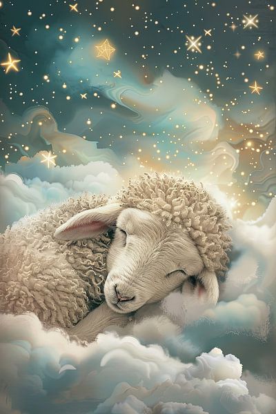 Schlafendes Lamm Kinderzimmer von Poster Art Shop