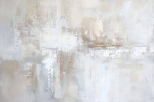 Abstract schilderij wit beige zandtinten modern