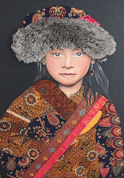 Fille tibétaine avec sarongs