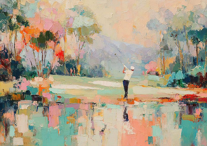 Golfer in impressionistic swing by Niklas Maximilian