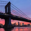 Skyline von Manhattan und  Manhattan Bridge  bei Sonnenuntergang, New York, USA von Markus Lange Miniaturansicht