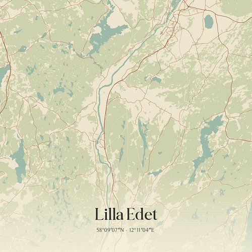 Vintage map from Lilla Edet, Sweden. by Prints of Place