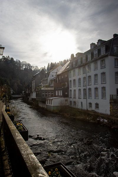 Winter sun over river town by Sebastian Stef