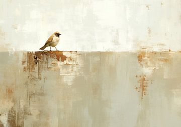 Abstract Vogeltje Op Aardetinten van Kunst Kriebels