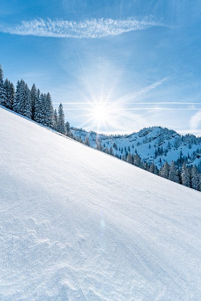 Sun, winter, snow on the Hochgrat by Leo Schindzielorz