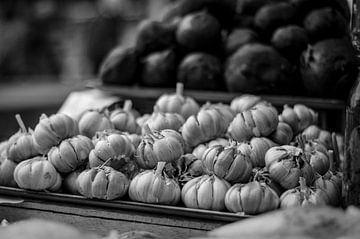 Knoflookbollen zwart wit van Manon Ruitenberg