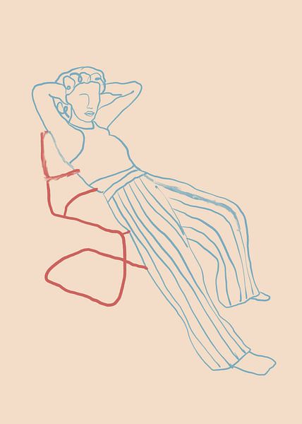 Bohemian illustration in blue and red by Studio Allee