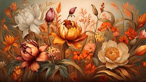 Stimmungsvolle Blumenwiese in warmen Ocker- und Herbsttönen