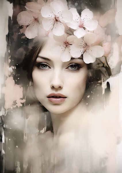 Cherry blossom abstract pastel by Bianca ter Riet