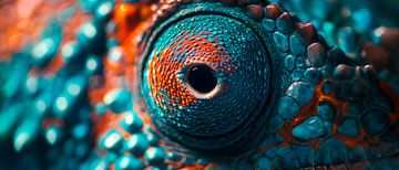 Kleurrijk oog van een kameleon van Poster Art Shop