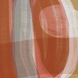 Art moderne abstrait minimaliste en terra, taupe et tabac sur Dina Dankers