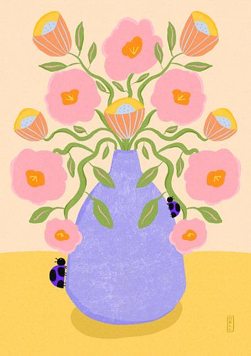 Retro de bloemen van de zomer in een vaasillustratie
