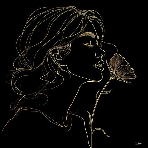 lijntekening van een vrouw met een bloem