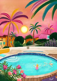 France Cannes Provence Pool by Aniet Illustration