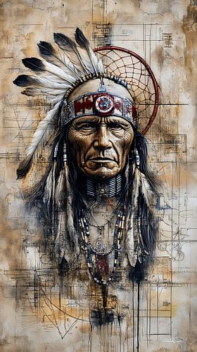 indiaan in Da Vinci stijl