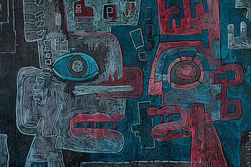 Abstract kleurrijk gezicht met dynamische vormen