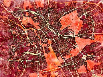 Karte von Hannover im stil 'Amber Autumn' von Maporia