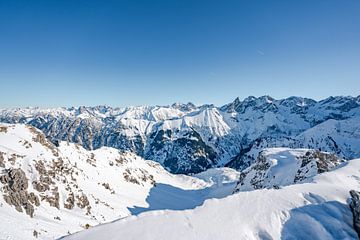 Winteruitzicht op de Allgäuer Alpen in het Rappenalpendal van Leo Schindzielorz