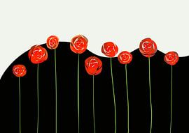 red flowers on black and white - landscape by Andreas Wemmje