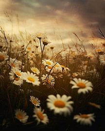 Wildblumen in der Natur zum Sonnenuntergang