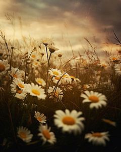 Wildblumen in der Natur zum Sonnenuntergang