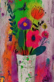 Leuchtende Farben in einer verspielten Vase
