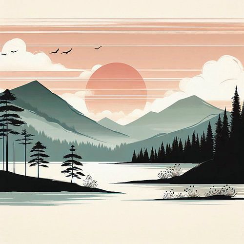 Paysage paisible de l'Est. Japandi ( 2 )