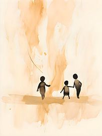 Drei kleine Kinder erkunden das gemeinsame Leben von Moody Mindscape