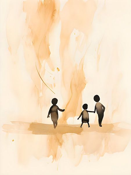 Drie kleine kindjes die samen het leven verkennen van Moody Mindscape