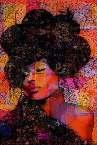 Africaans Vrouwelijk Model Met Afro Kapsel - Editorial Glammer Mode Editie