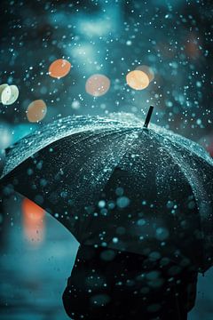 Paraplu, man, magisch licht van fernlichtsicht