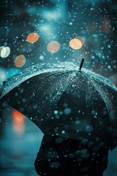 Regenschirm, Mann, magisches Licht von fernlichtsicht