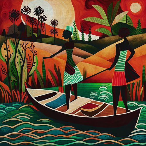 Jonge Afrikaanse meisjes onderweg